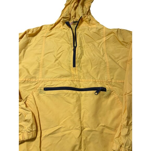 Vintage 90s LL Bean Yellow Windbreaker Rain Jacket Pullover Hood Pocket USA Sz S - Picture 3 of 5